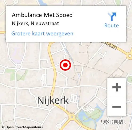 Locatie op kaart van de 112 melding: Ambulance Met Spoed Naar Nijkerk, Nieuwstraat op 21 februari 2022 18:14