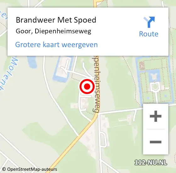 Locatie op kaart van de 112 melding: Brandweer Met Spoed Naar Goor, Diepenheimseweg op 21 februari 2022 18:30