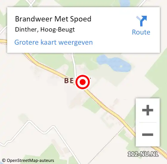 Locatie op kaart van de 112 melding: Brandweer Met Spoed Naar Dinther, Hoog-Beugt op 21 februari 2022 18:30