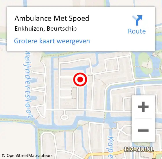 Locatie op kaart van de 112 melding: Ambulance Met Spoed Naar Enkhuizen, Beurtschip op 21 februari 2022 18:37