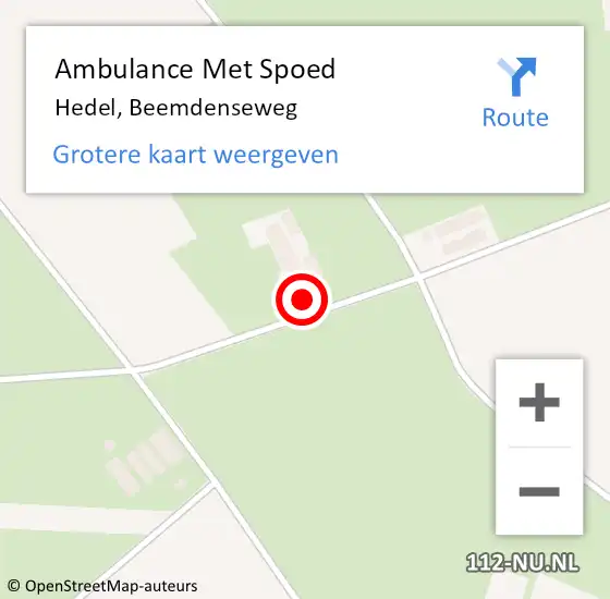 Locatie op kaart van de 112 melding: Ambulance Met Spoed Naar Hedel, Beemdenseweg op 21 februari 2022 18:50