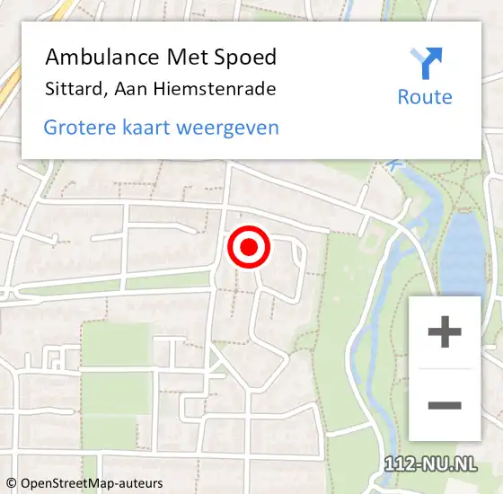 Locatie op kaart van de 112 melding: Ambulance Met Spoed Naar Sittard, Aan Hiemstenrade op 9 juli 2014 09:08