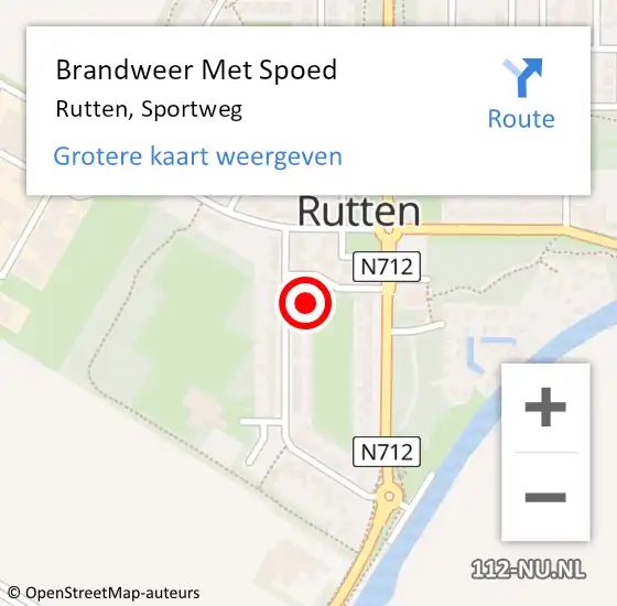 Locatie op kaart van de 112 melding: Brandweer Met Spoed Naar Rutten, Sportweg op 21 februari 2022 19:22