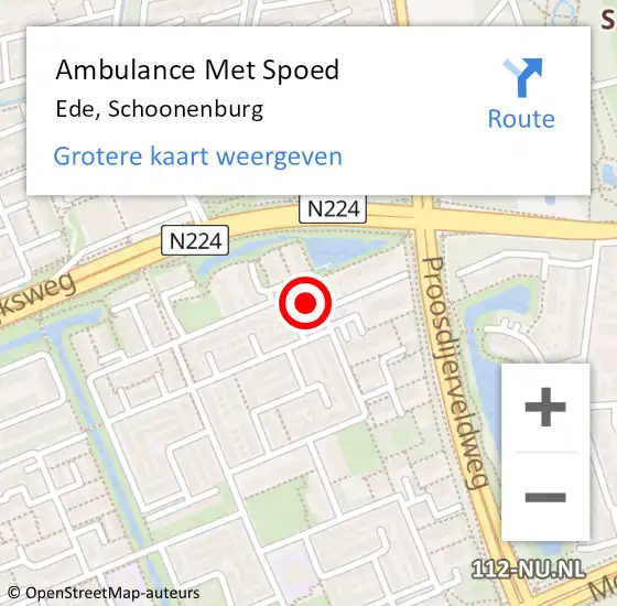 Locatie op kaart van de 112 melding: Ambulance Met Spoed Naar Ede, Schoonenburg op 21 februari 2022 19:24