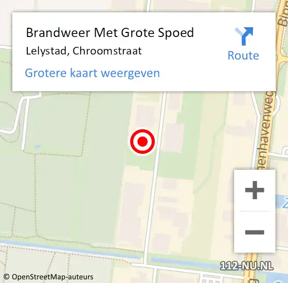 Locatie op kaart van de 112 melding: Brandweer Met Grote Spoed Naar Lelystad, Chroomstraat op 21 februari 2022 19:46