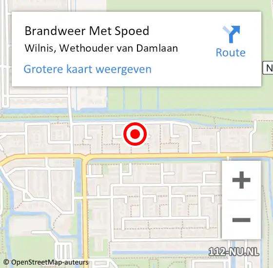 Locatie op kaart van de 112 melding: Brandweer Met Spoed Naar Wilnis, Wethouder van Damlaan op 21 februari 2022 20:01