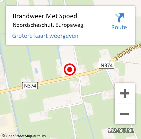 Locatie op kaart van de 112 melding: Brandweer Met Spoed Naar Noordscheschut, Europaweg op 21 februari 2022 20:29