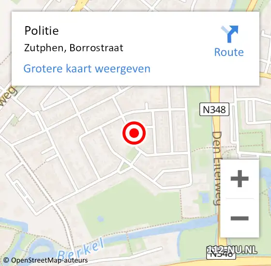 Locatie op kaart van de 112 melding: Politie Zutphen, Borrostraat op 21 februari 2022 20:32