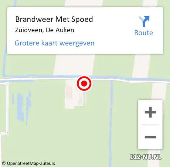 Locatie op kaart van de 112 melding: Brandweer Met Spoed Naar Zuidveen, De Auken op 21 februari 2022 20:38