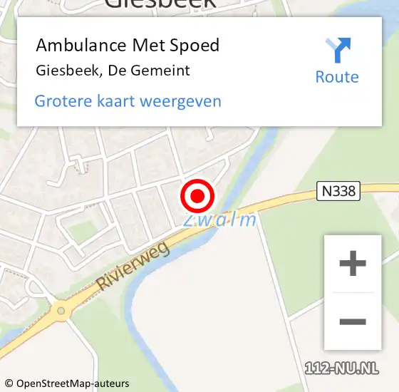 Locatie op kaart van de 112 melding: Ambulance Met Spoed Naar Giesbeek, De Gemeint op 21 februari 2022 20:58