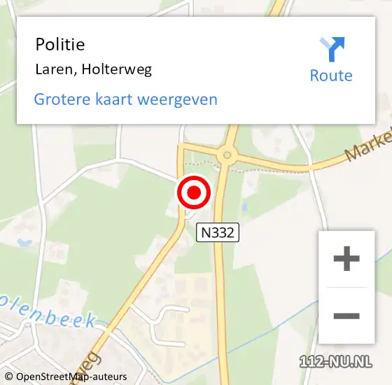 Locatie op kaart van de 112 melding: Politie Laren, Holterweg op 21 februari 2022 21:17