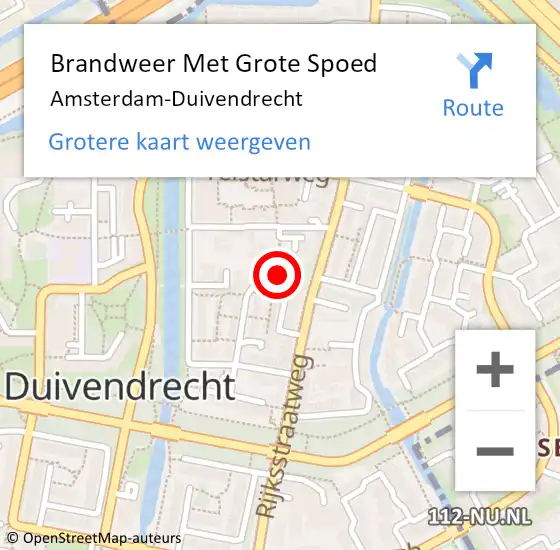 Locatie op kaart van de 112 melding: Brandweer Met Grote Spoed Naar Amsterdam-Duivendrecht op 21 februari 2022 22:07