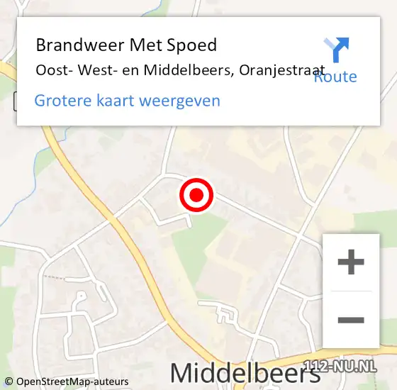 Locatie op kaart van de 112 melding: Brandweer Met Spoed Naar Oost- West- en Middelbeers, Oranjestraat op 21 februari 2022 22:16