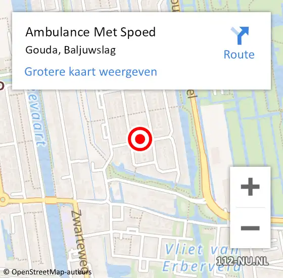 Locatie op kaart van de 112 melding: Ambulance Met Spoed Naar Gouda, Baljuwslag op 21 februari 2022 23:00