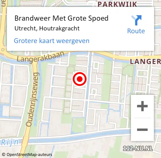 Locatie op kaart van de 112 melding: Brandweer Met Grote Spoed Naar Utrecht, Houtrakgracht op 21 februari 2022 23:23