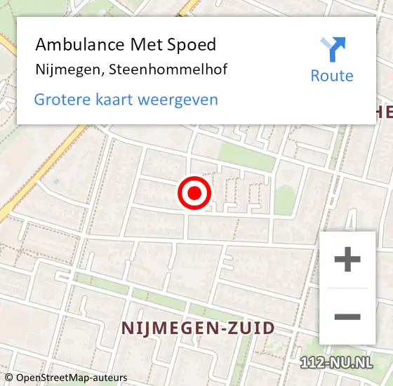 Locatie op kaart van de 112 melding: Ambulance Met Spoed Naar Nijmegen, Steenhommelhof op 21 februari 2022 23:31