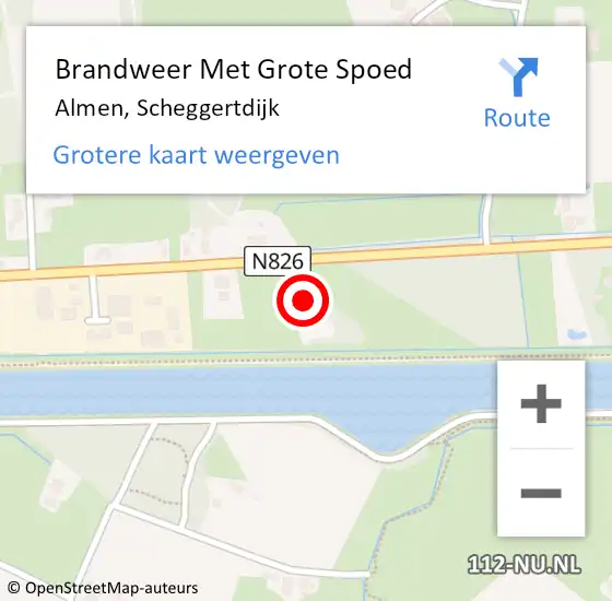 Locatie op kaart van de 112 melding: Brandweer Met Grote Spoed Naar Almen, Scheggertdijk op 9 juli 2014 09:29