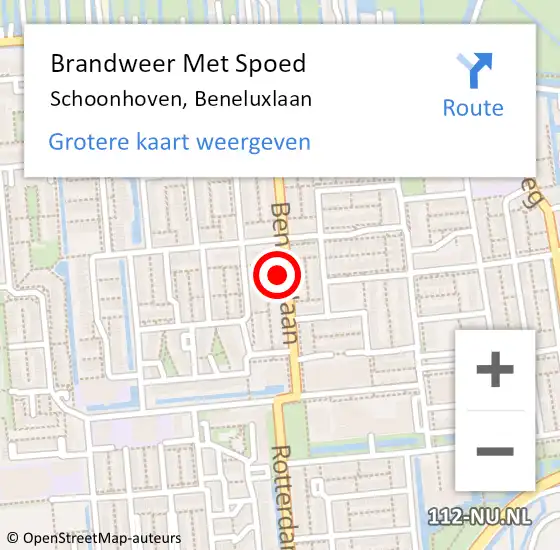 Locatie op kaart van de 112 melding: Brandweer Met Spoed Naar Schoonhoven, Beneluxlaan op 22 februari 2022 00:53