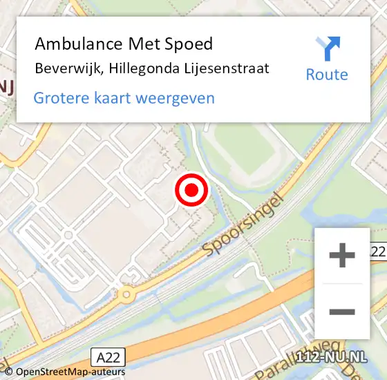 Locatie op kaart van de 112 melding: Ambulance Met Spoed Naar Beverwijk, Hillegonda Lijesenstraat op 22 februari 2022 02:03