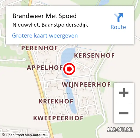 Locatie op kaart van de 112 melding: Brandweer Met Spoed Naar Nieuwvliet, Baanstpoldersedijk op 22 februari 2022 03:36