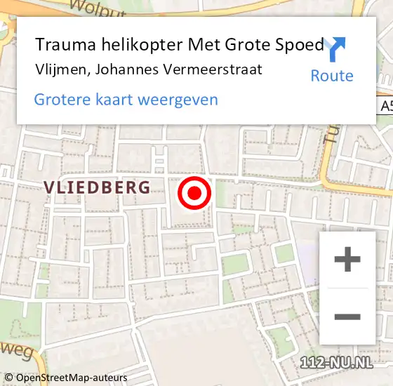 Locatie op kaart van de 112 melding: Trauma helikopter Met Grote Spoed Naar Vlijmen, Johannes Vermeerstraat op 22 februari 2022 05:04