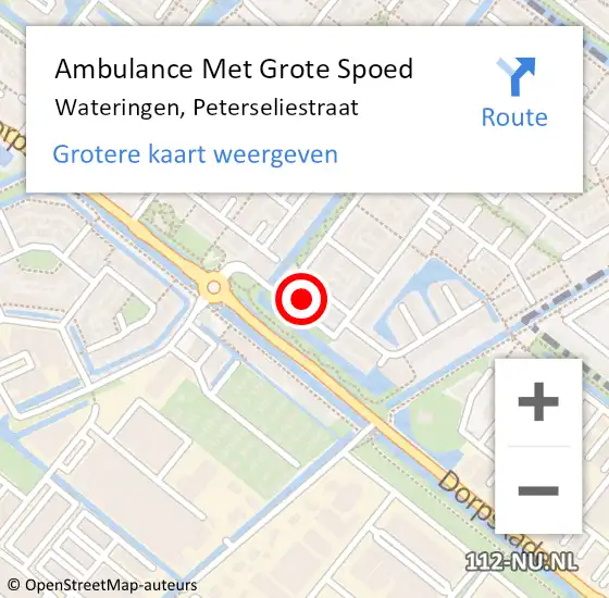 Locatie op kaart van de 112 melding: Ambulance Met Grote Spoed Naar Wateringen, Peterseliestraat op 22 februari 2022 06:10