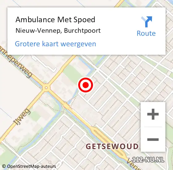 Locatie op kaart van de 112 melding: Ambulance Met Spoed Naar Nieuw-Vennep, Burchtpoort op 22 februari 2022 07:12