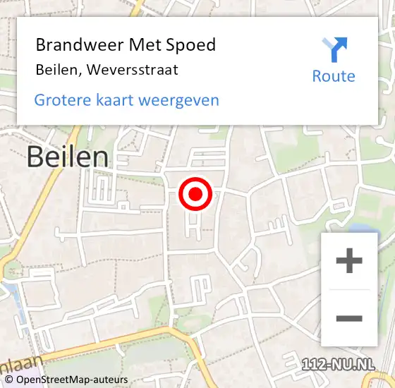 Locatie op kaart van de 112 melding: Brandweer Met Spoed Naar Beilen, Weversstraat op 22 februari 2022 07:18