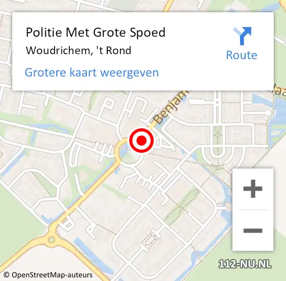 Locatie op kaart van de 112 melding: Politie Met Grote Spoed Naar Woudrichem, 't Rond op 22 februari 2022 07:20