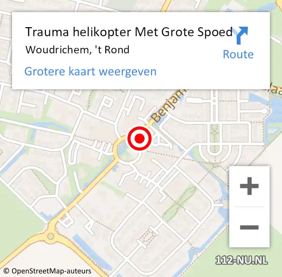 Locatie op kaart van de 112 melding: Trauma helikopter Met Grote Spoed Naar Woudrichem, 't Rond op 22 februari 2022 07:25