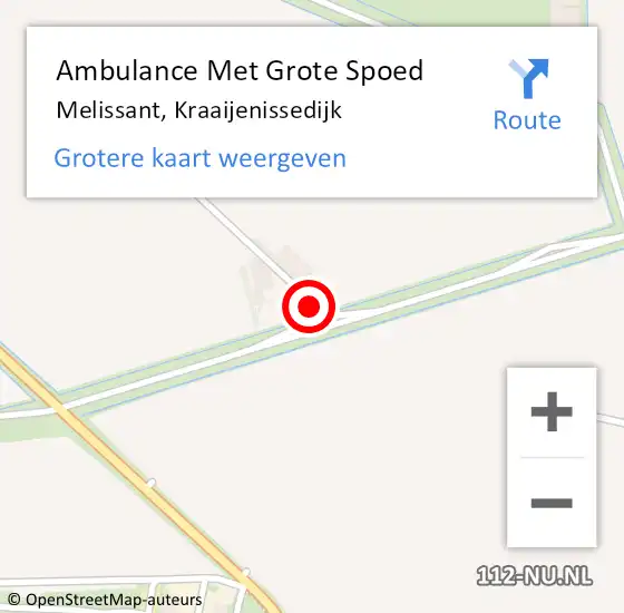 Locatie op kaart van de 112 melding: Ambulance Met Grote Spoed Naar Melissant, Kraaijenissedijk op 22 februari 2022 07:28