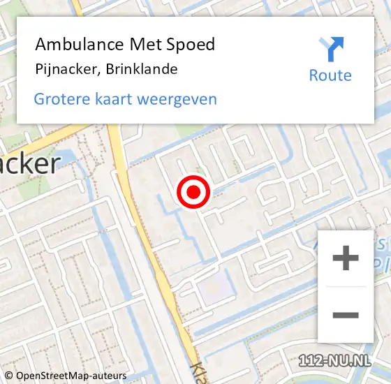 Locatie op kaart van de 112 melding: Ambulance Met Spoed Naar Pijnacker, Brinklande op 22 februari 2022 07:30