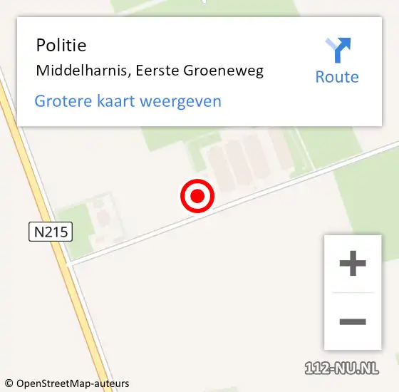 Locatie op kaart van de 112 melding: Politie Middelharnis, Eerste Groeneweg op 22 februari 2022 07:56