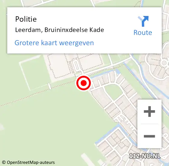 Locatie op kaart van de 112 melding: Politie Leerdam, Bruininxdeelse Kade op 22 februari 2022 07:58