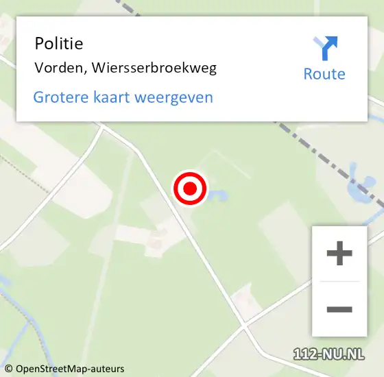 Locatie op kaart van de 112 melding: Politie Vorden, Wiersserbroekweg op 22 februari 2022 08:08