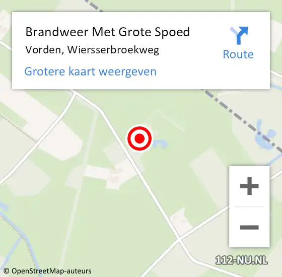 Locatie op kaart van de 112 melding: Brandweer Met Grote Spoed Naar Vorden, Wiersserbroekweg op 22 februari 2022 08:08