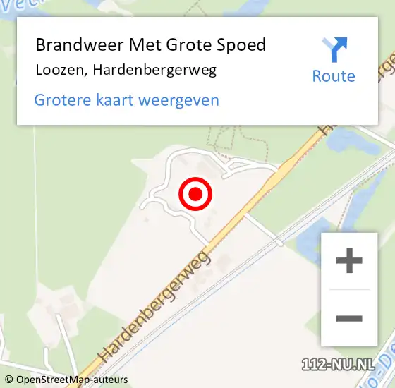 Locatie op kaart van de 112 melding: Brandweer Met Grote Spoed Naar Loozen, Hardenbergerweg op 7 oktober 2013 17:53