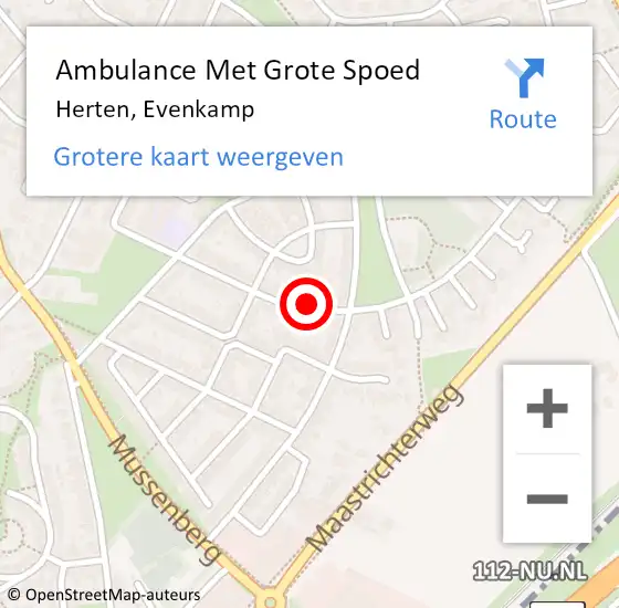 Locatie op kaart van de 112 melding: Ambulance Met Grote Spoed Naar Herten, Evenkamp op 22 februari 2022 08:13