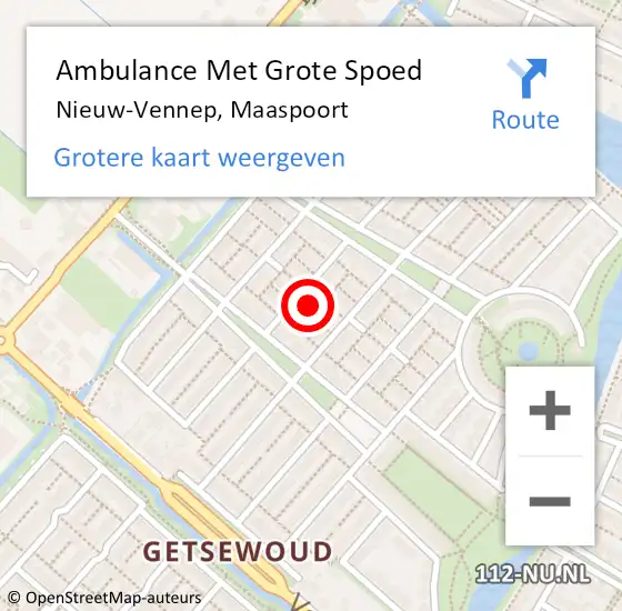 Locatie op kaart van de 112 melding: Ambulance Met Grote Spoed Naar Nieuw-Vennep, Maaspoort op 22 februari 2022 08:21