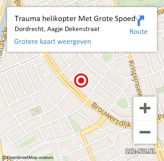 Locatie op kaart van de 112 melding: Trauma helikopter Met Grote Spoed Naar Dordrecht, Aagje Dekenstraat op 22 februari 2022 08:22