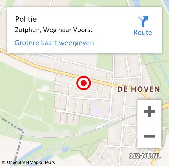 Locatie op kaart van de 112 melding: Politie Zutphen, Weg naar Voorst op 22 februari 2022 08:24