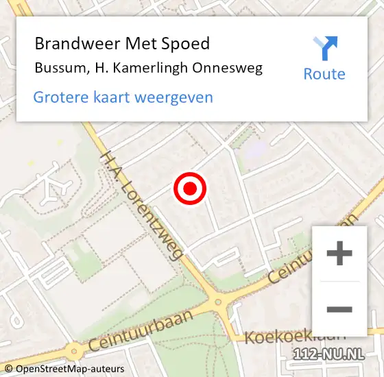 Locatie op kaart van de 112 melding: Brandweer Met Spoed Naar Bussum, H. Kamerlingh Onnesweg op 22 februari 2022 08:25