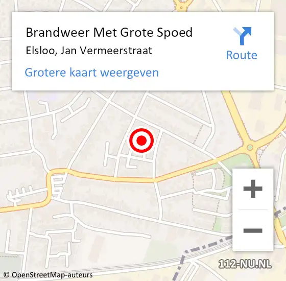 Locatie op kaart van de 112 melding: Brandweer Met Grote Spoed Naar Elsloo, Jan Vermeerstraat op 22 februari 2022 08:26