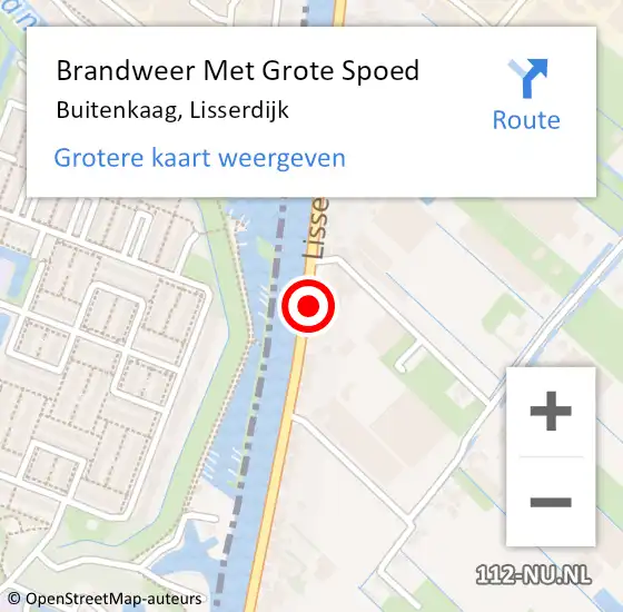Locatie op kaart van de 112 melding: Brandweer Met Grote Spoed Naar Buitenkaag, Lisserdijk op 22 februari 2022 08:38