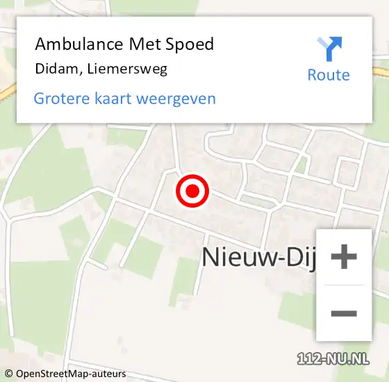Locatie op kaart van de 112 melding: Ambulance Met Spoed Naar Didam, Liemersweg op 22 februari 2022 08:54