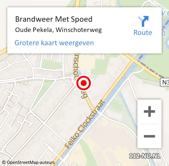 Locatie op kaart van de 112 melding: Brandweer Met Spoed Naar Oude Pekela, Winschoterweg op 22 februari 2022 08:57