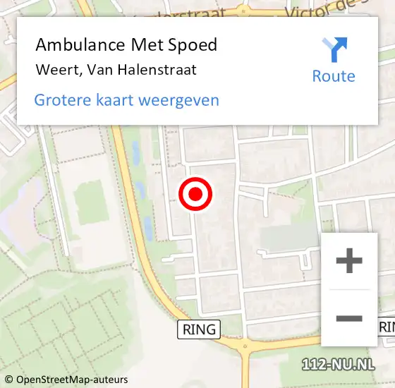 Locatie op kaart van de 112 melding: Ambulance Met Spoed Naar Weert, Van Halenstraat op 22 februari 2022 09:03