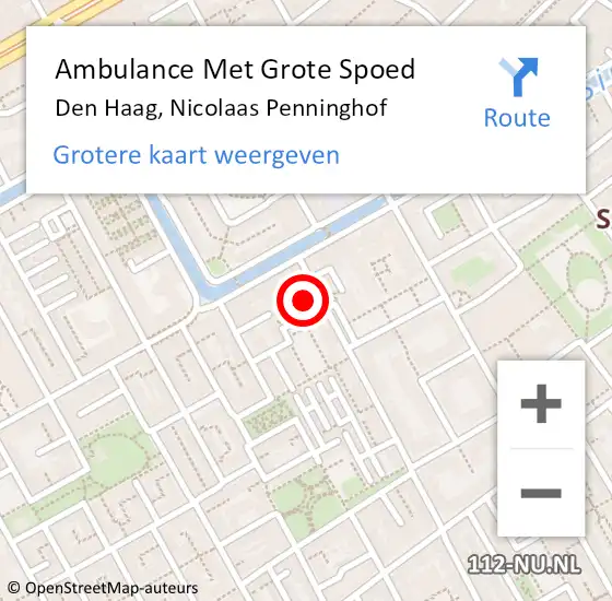 Locatie op kaart van de 112 melding: Ambulance Met Grote Spoed Naar Den Haag, Nicolaas Penninghof op 22 februari 2022 09:33