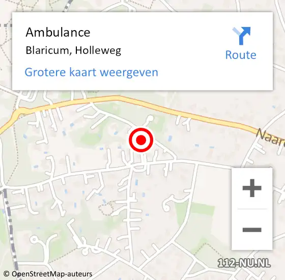 Locatie op kaart van de 112 melding: Ambulance Blaricum, Holleweg op 22 februari 2022 09:34