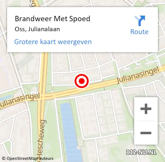 Locatie op kaart van de 112 melding: Brandweer Met Spoed Naar Oss, Julianalaan op 22 februari 2022 09:42